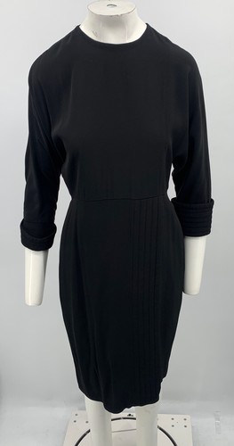 Abito tubino Balenciaga vintage donna nero manica a 3 4 e polsini tg 10