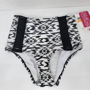Hula Honey Women Aztec Black White Bikini Bottom Size Small NWT - Picture 1 of 8