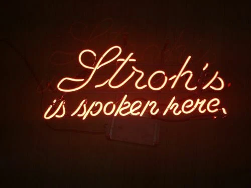 New Stroh's is Spoken Here Beer Bar Neon Light Sign 24"x20"  - Image 1 of 1