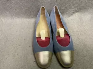 VINTAGE JAIME MASCARO 1" HEEL GRAY SUEDE SHOES SIZE 37 1/2E USED SPAIN - Picture 1 of 5