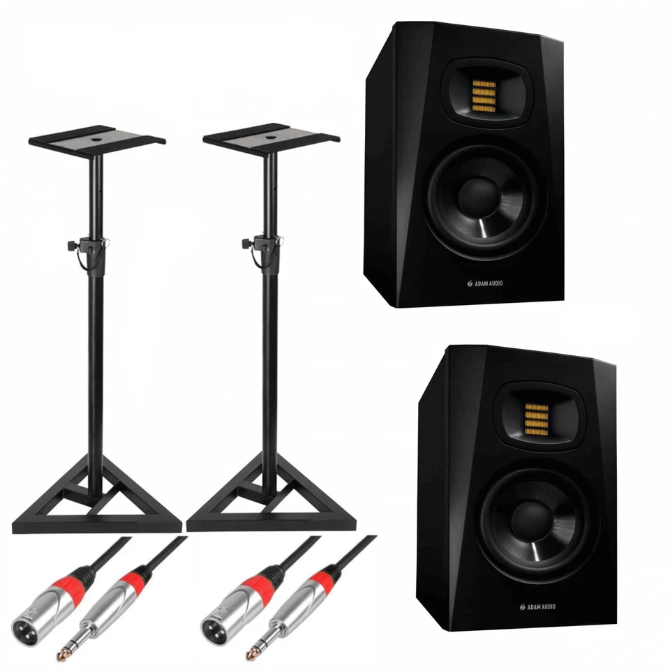 Adam Audio T5V 5" Studio Monitors with Stands & Cables - Image 1 of 1