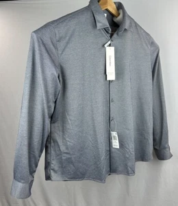 CALVIN KLEIN Button-Up Shirt Mens 2XL Untucked Long Sleeve Slim Stretch Gray NWT - Picture 1 of 13