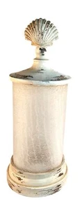 Seaside-Themed Crackled Glass Decorative Jar With Distressed White Lid & Shell F - Picture 1 of 12