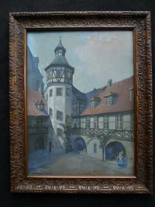 E.Mayrhofer - Im alten Hof zu Ansbach - Patrizierhof - Gouache um 1910/20 - Bild 1 von 12