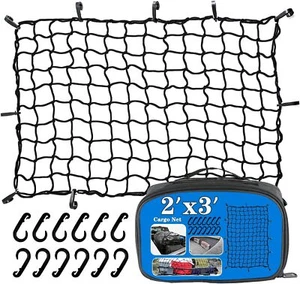 2’X3’ Bungee Cargo Net Stretches to 4'X6' Truck Bed Trailer Bike 6 Adjustable - Picture 1 of 3