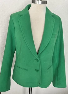 Focus 2000 Women's Blazer Size 8 Bright Green 2 pocket 2 button Lined Polyester - Picture 1 of 3