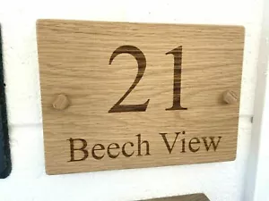 Classic Oak House Sign Plaques Door Numbers 1- 999 Personalised House Name Plate - Picture 1 of 10