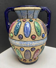 Amphora Jeweled Signed Vase Handles BEAUTY!!