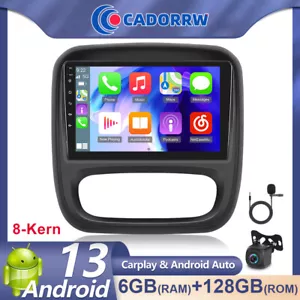 6GB+128GB 9" Android 13 Autoradio CarPlay GPS Für Opel Vivaro B Renault Trafic 3 - Bild 1 von 23