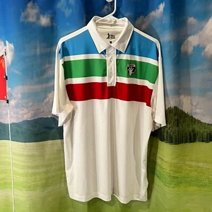 2nd Guy Golf RGB - RED, GREEN, BLUE Stripe Mens Polo Golf Shirt - Size Medium - Picture 1 of 10