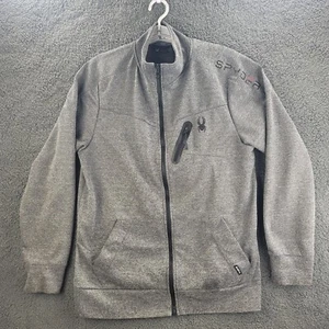 Spyder Active Jacke anthrazitgrau Herren großer durchgehender Reißverschluss Taschen Spellout Pullover - Bild 1 von 12