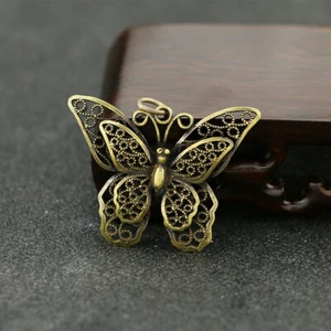 Brass Key Ring Copper Hollow Butterfly Sculpture Pendant Pendant Bag Accessories - Picture 1 of 5