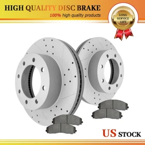 Drilled Front Brake Rotors+ Pads for Ford F-250 Super Duty F-350 Super Duty 6.7L - Picture 1 of 9