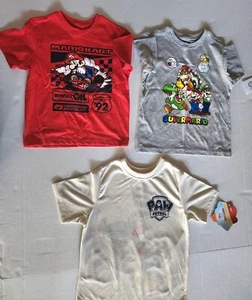 NINTENDO MARIO BOYS T-SHIRTS SZ 4, 5 & NICKELODEON PAW PATROL T-SHIRT SZ 5/6 - Picture 1 of 5