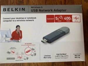 Belkin Wireless G USB Wi-Fi Network Adapter F5D7050 54 Mbps 802.11g Wi-Fi - Picture 1 of 6