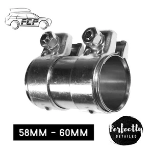 E-tech Exhaust Pipe Connector Joiner 58mm to 60mm 130mm Heavy Duty Clamp - Picture 1 of 1