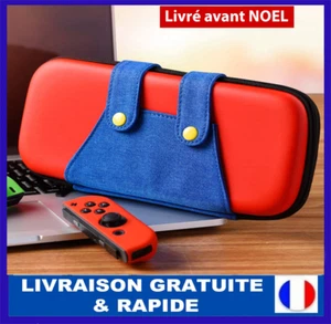 Sac de transport Nintendo Switch en rouge et bleu, 10 rangement pour jeux OLED - Imagen 1 de 10
