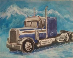 Freightliner Original author's painting. Acrylic. 2021 year.Handmade. Small. - Bild 1 von 3