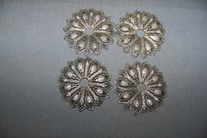 Four, LIGHTWEIGHT, Chrome Plate Over STAMP BRASS, Furniture Rosettes-SEE INFO - Picture 1 of 10