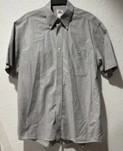 Lacoste Mens L/42 EU Short Sleeve Oxford Short Sleeve Shirt Gray Button Down - Picture 1 of 6