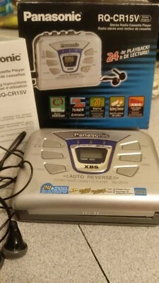 PANASONIC RQ-CR15V XBS Portable StereoRadio Cassette Player.w/ booklet & headset Foto 1 de 4