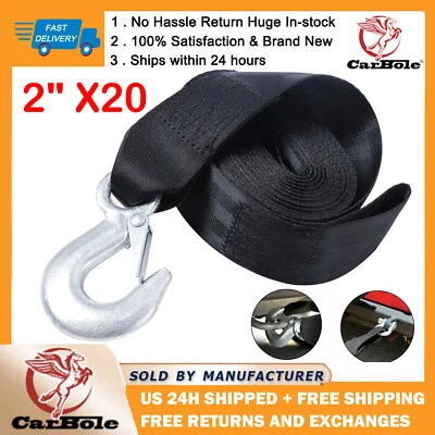 For DELUXE BOAT PWC Jetski TRAILER REPLACEMENT WINCH STRAP 2" x20' W/ SNAP HOOK - Image 1 of 4