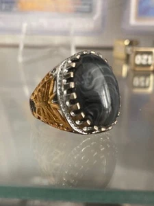 Damenring Modeschmuck opulenter Ring schwarzer Stein Vintage Barock - Bild 1 von 1