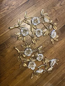Vintage Syroco Hartriegel Zweige Floral 2 Wanddeko R&L 1960’s USA 20,5" MCM - Bild 1 von 2