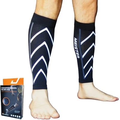 MEISTER COMPRESSION LEG SLEEVES Running Calf Shin Splints CrossFit S/M/L/XL PAIR - Image 1 of 4