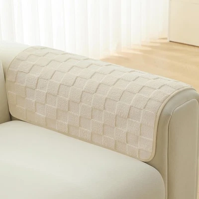DO NOT APPLY 2 Pcs Fuzzy Couch Arm Covers Recliner Non-Slip Arm Chair Protector Cream