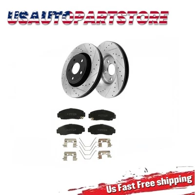 Front Drilled Slotted Brake Rotors Pads for 2006-08 Honda Accord Acura CL TL TSX Foto 1 de 4