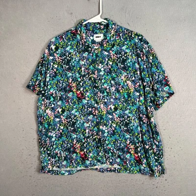 Obey Mens Floral Button-Up Shirt Size XL Viscose Short Sleeve - Image 1 of 4