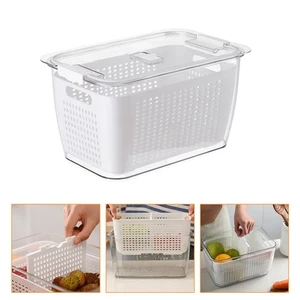 Caja de almacenamiento para refrigerador de 1 pieza caja de almacenamiento fresca de doble capa (blanca) - Imagen 1 de 12