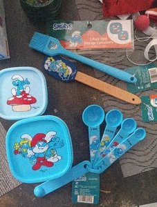 Neu Schlumpf Messlöffel Set 2 Behälter Mini Spatel und Pinsel Menge 5 Neu - Bild 1 von 12
