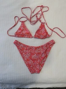 Kulani Kinis Pink Floral Bikini Top M Bottom L - Picture 1 of 5