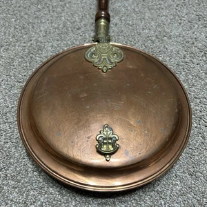 Vintage Antique Brass Copper Wood Bed Warmer 37” Victorian English Early America - Picture 1 of 17