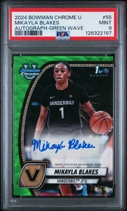 Mikayla Blakes 2024 Bowman U Chrome 1st Green Wave Auto /85 Rookie PSA 9 - Foto 1 di 3