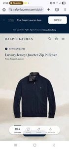 Polo Ralph Lauren Luxus Jersey Gr. L Quarter-Zip Pullover Navy / Anthrazit Grau - Bild 1 von 11