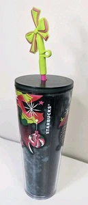 Nuovo 2023 Starbucks Natale Venti Bicchiere Silicone Fiocco Topper 24 oz Vacanze - Foto 1 di 7