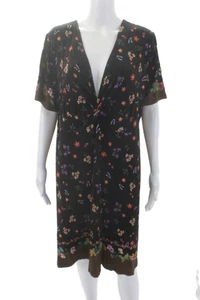 Johnny Was Womens Stretch Floral Print V-Neck Short Sleeve Dress Black Size 1X - Picture 1 of 5