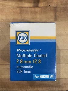 Promaster Multiple Coasted 28mm F2.8 Automatic SLR Objektiv für Nikon AI. Neu! O.B. - Bild 1 von 9