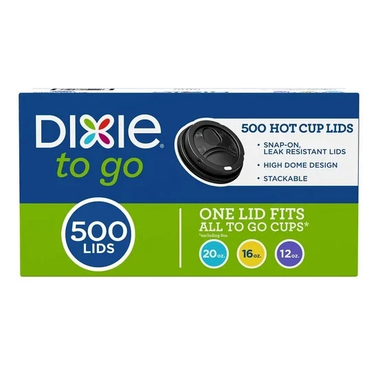 Dixie PerfecTouch Hot Cup Plastic Lids Black Fits 12 16oz 500 Dfe9542sbl500n