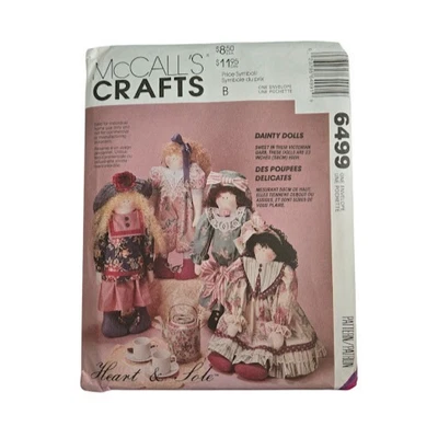  MCCALLS Crafts 6499 Sewing Pattern Dainty Dolls 23" CLOTHING PLUSH VTG UNCUT - Image 1 of 2