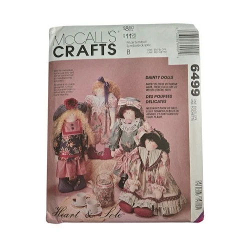  MCCALLS Crafts 6499 Sewing Pattern Dainty Dolls 23" CLOTHING PLUSH VTG UNCUT - Image 1 of 2