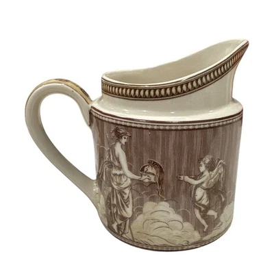 Crema de tesoros de porcelana con motivo griego marrón hecha a mano Betty Platner rara Foto 1 de 4