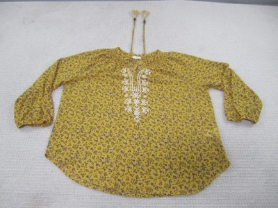 Mason & Belle Womens Shirt Small Yellow Casual Scoop Neck Flowers Blouse - Image 1 of 4