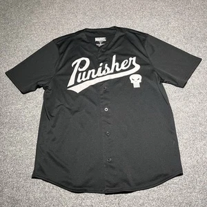 Marvel Punisher Jersey Mens XL Black Baseball Logo Frank Castle Comic - Picture 1 of 10