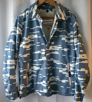 Hunter Mens Jacket UK M Detachable Sherpa Lining Blue Camo Style Lightweight 42" - Image 1 of 4