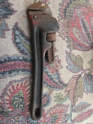 Vintage Ridgid 8 inch Adjustable Pipe Wrench The Ridge Tool Co. Made in USA - Image 1 of 3