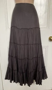 Per Una M&S Brown Tiered Cotton Gypsy Crinkle Skirt Size 8 - 10 (W30.5) - Picture 1 of 7